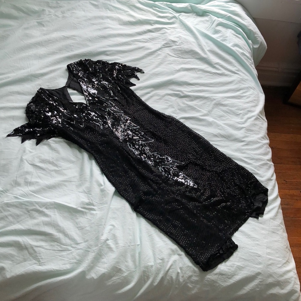 1of a kind vintage sequin & beaded open back dress